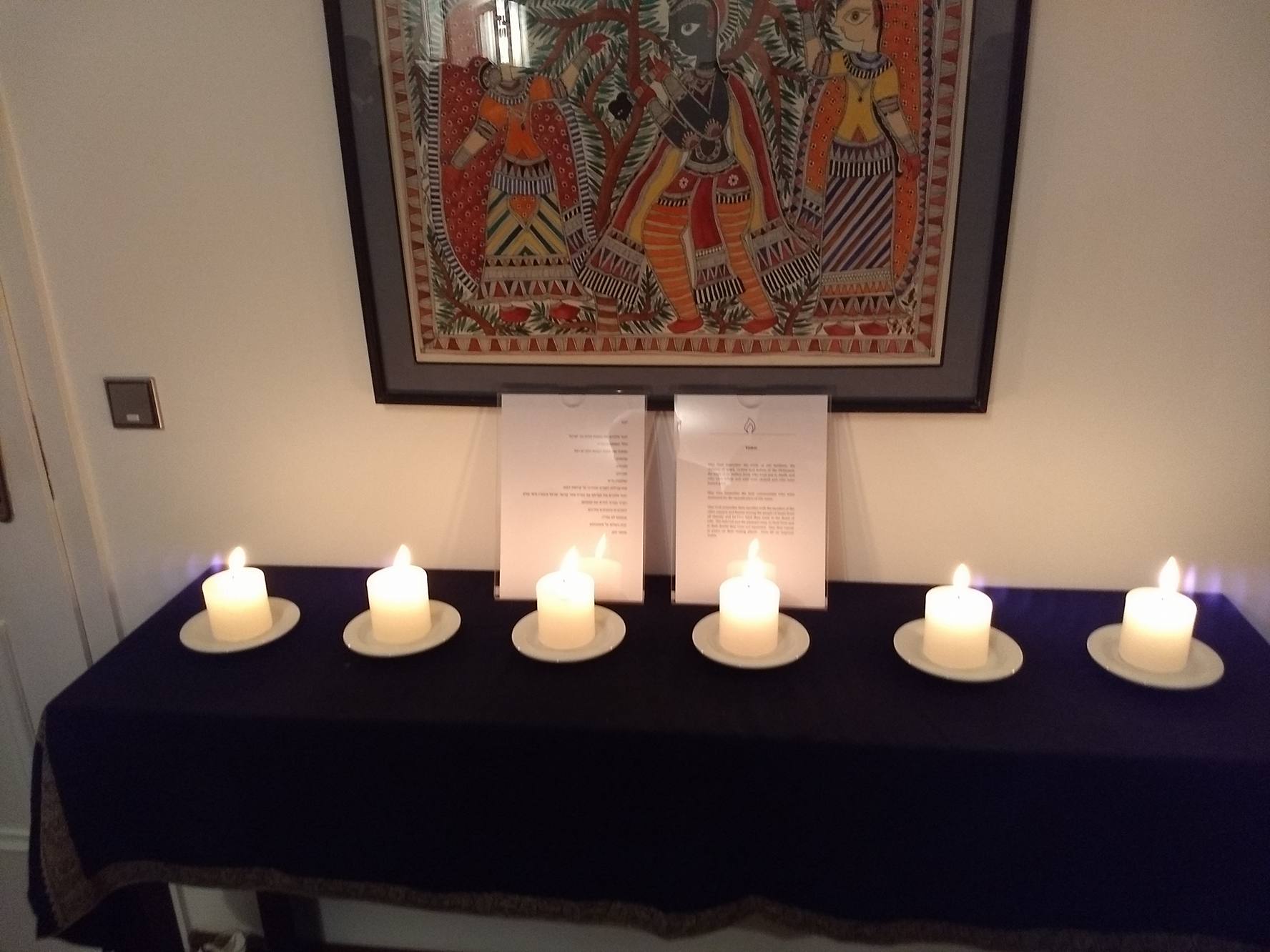 Six candles representing six million people killed in the Holocaust